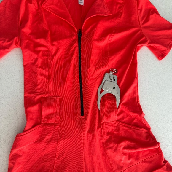 Sexy Female Prisoner Costume fits size XS-M w/ Metal Handcuffs - Picture 6 of 11